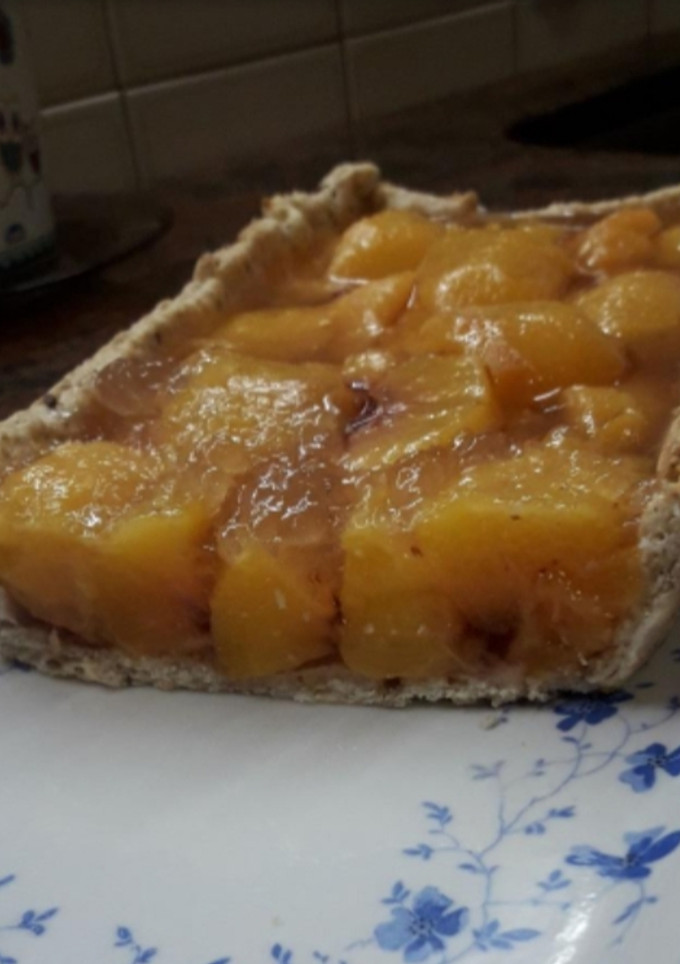 Una foto de Tarta de duraznos súper light