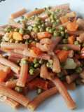 Pasta di lenticchie rosse Piselli, carote e patata