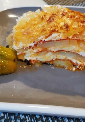 Sajtos rakott burgonya recept fotója