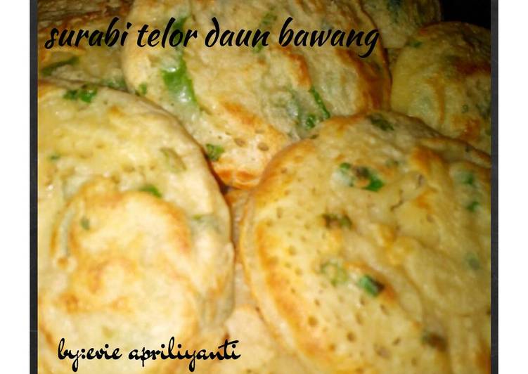 step by step mengolah Surabi telor daun bawang yang selera bertambah