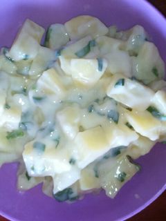 Una foto de Papas con salsa blanca al microondas