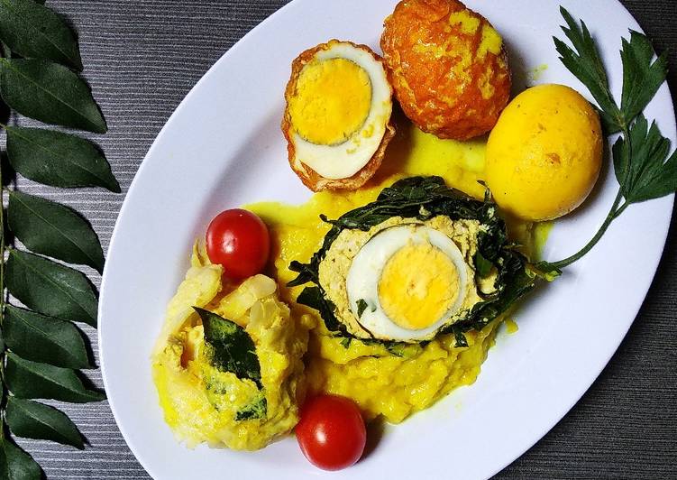 Kari Telur Bungkus Sayuran dan Tahu Aroma Daun Kari