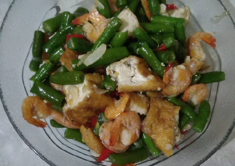 Tumis buncis udang tahu