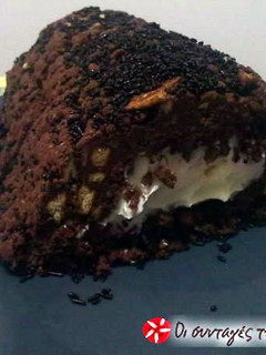 A picture of Chocolate salami with an ice cream heart.