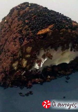 A picture of Chocolate salami with an ice cream heart.