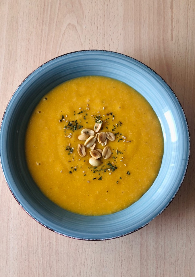 Una foto de Puré de calabaza con cacahuetes