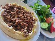 A picture of ground beef and chick peas