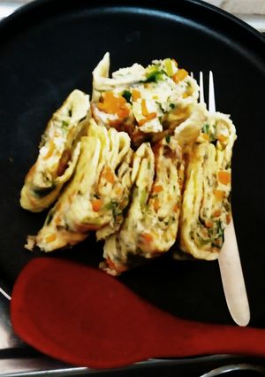 A picture of Egg Omelette with Vegetables.