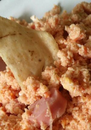 Una foto de Huevos al chile o salsa