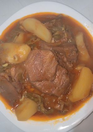 صورة لوصفة لوبيا ماشطو (خضراء) عربي باللحم