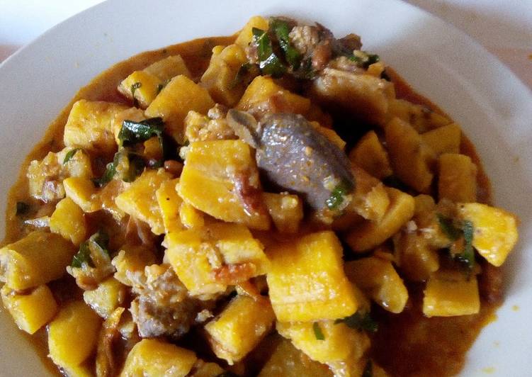 Step-by-Step Guide to Prepare Speedy Unripe plantain pottage with Scent leaf