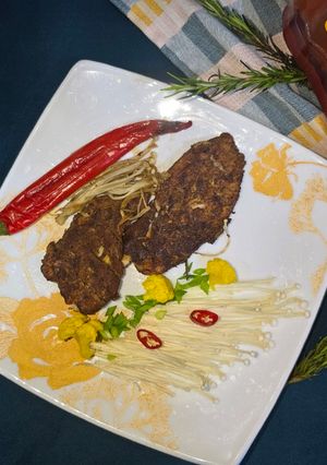 عکسی از دستور سینه مرغ گریل شده با قارچ