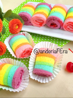 Foto resep Mini Rainbow Roll Cake