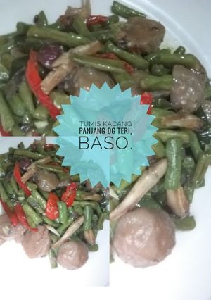 Foto resep Tumis kacang panjang dg teri, baso