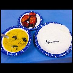 Mutton kadi with complete lunch meal A picture of Mutton kadi with complete lunch meal.