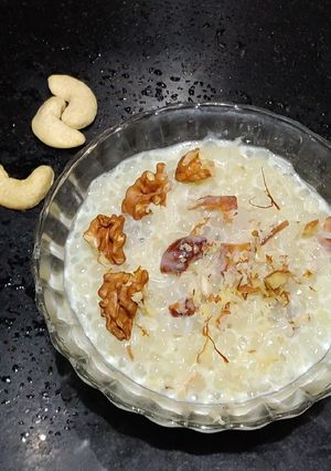 A picture of Sago Sabudana Dry Fruits kheer.