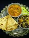 Aloo matar gravy with Hari pyaz ki bhujiya