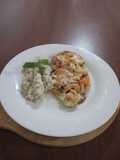 Berenjena rellena con pechuga sobrante