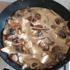 A picture of Chicken Mushroom cream sauce.