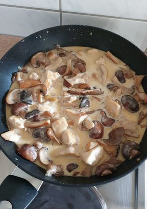 A picture of Chicken Mushroom cream sauce.