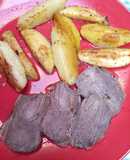 Carne mechada con papas doradas