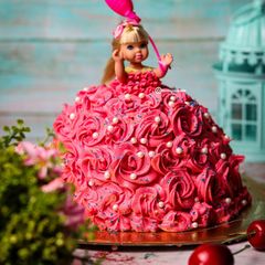 A picture of Doll Cake | Simple Eggless Vanilla sponge cake | No Doll Mould.