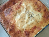 Lasaña de verduras, champiñones y gambas