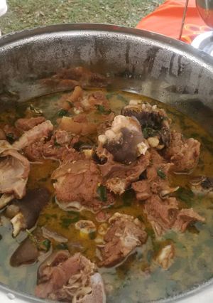 A picture of Goat meat peppersoup.