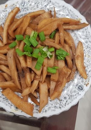 Hình của món Mực kho chay.