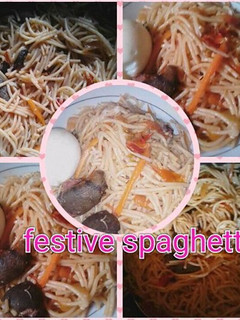 A picture of Festive spaghetti.