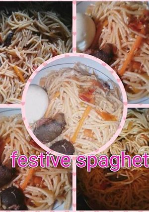 A picture of Festive spaghetti.