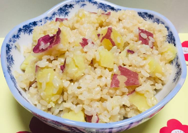 Risotto de Arroz Integral con Camote (satsumaimo) (en Olla Arroz integral en olla arrocera