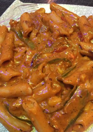 A picture of Red sauce pasta.