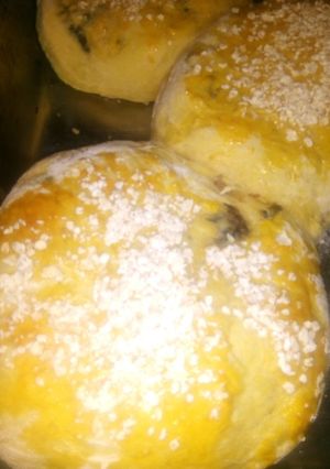 Una foto de Pan de boñato relleno de espinaca y hongos