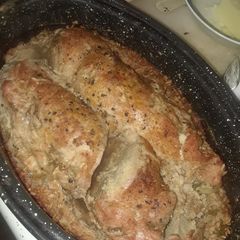 A picture of Pork Tenderloin with Spanish Rice.