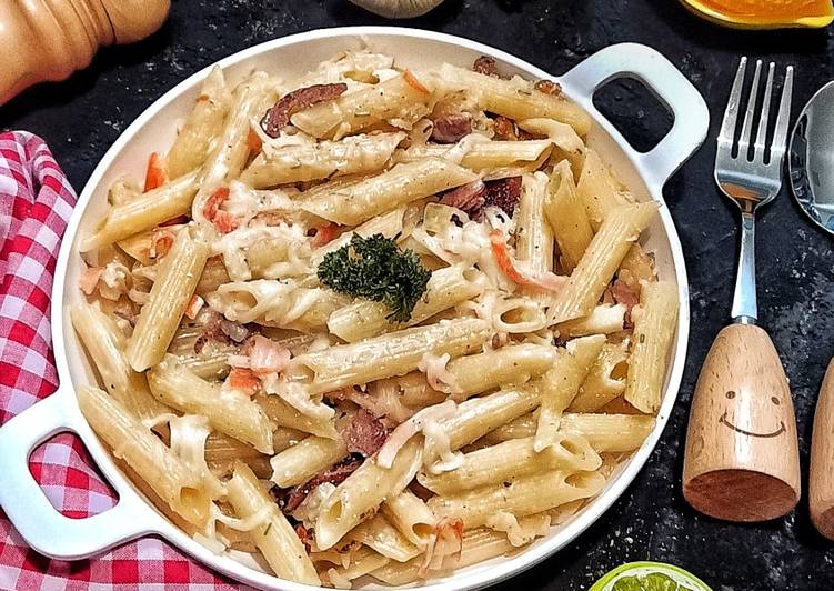 Resep Creamy Crab &amp; Ham Pasta yang Lezat Sekali