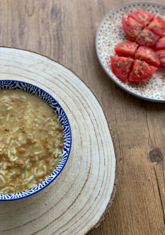 Una foto de Lentejas con arroz basmati