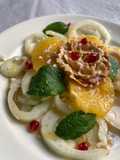Insalata di cartellate, finocchi, arance, miele e menta
