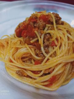 Una foto de Capellines con carne 🐮