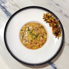 A picture of Chicken, corn and bacon chowder.