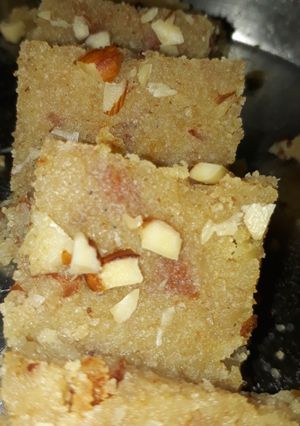 A picture of Suji almond barfi.