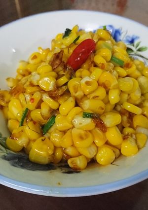 Hình của món Bắp xào tép khô.