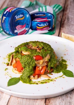عکسی از دستور تن ماهی با سس سبز