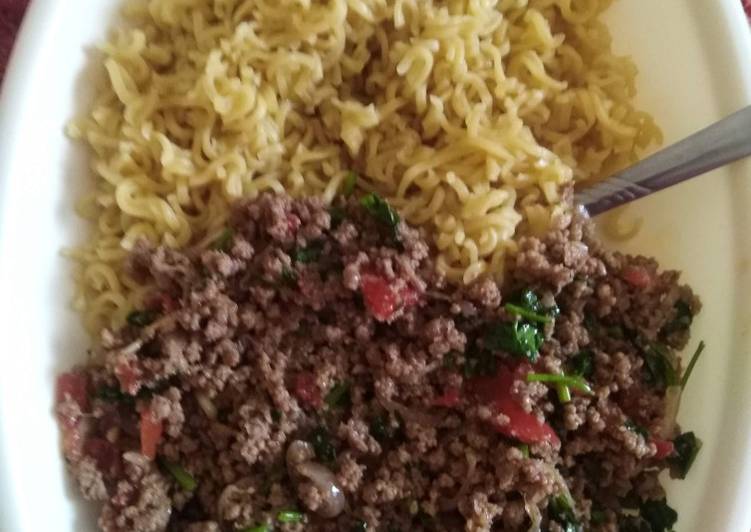 #myfirst recipe. Noodles with minced meat