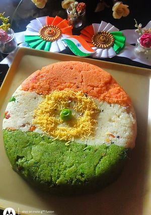 A picture of Patriotic Tricolor Upma.