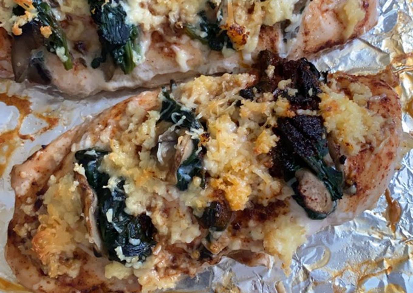 Cheesy Spinach Hasselback Chicken