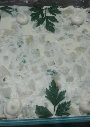 Una foto de Papas con mayonesa y perejil