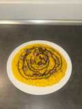 Saffron Risotto with Sausage and Balsamic Glaze