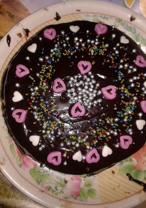 A picture of Eggless truffle cake.