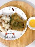 Xôi lạc-Trứng rán ngải cứu chấm bột canh quất (ăn sáng)